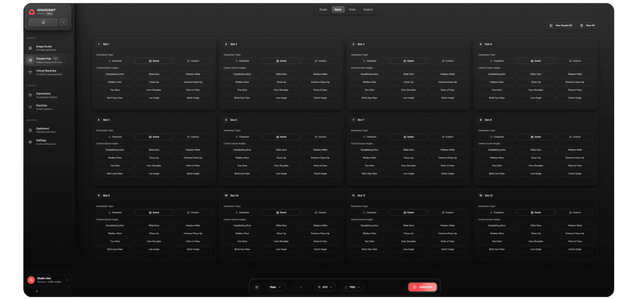 AIFaceCraft Creator Hub interface